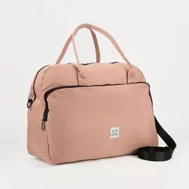 Сумка дорожная на молнии, наружный карман, длинный ремень, розовый
