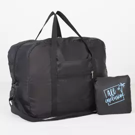 Сумка дорожная, складная в косметичку, отдел на молнии, наружный карман, цвет чёрный