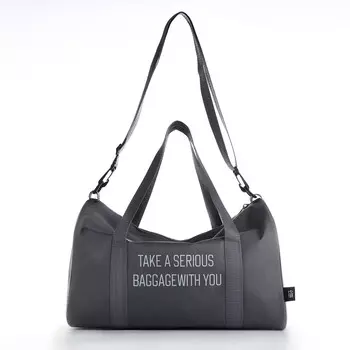 Сумка дорожная на молнии textura, с подкладкой, длинный ремень, маленький размер, серая