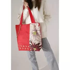 Сумка-шопер flowers без молнии с подкладкой, цвет красный