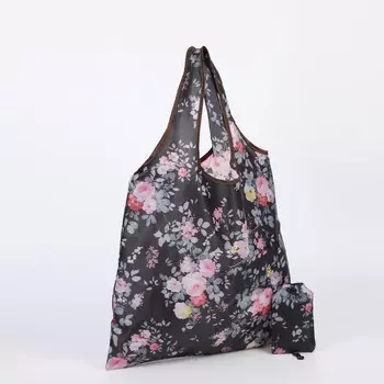 Сумка хозяйственная без застежки, складная, цвет черный