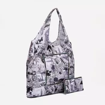 Сумка хозяйственная на кнопке, складная, цвет черный