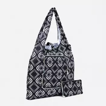 Сумка хозяйственная на кнопке, складная, цвет черный