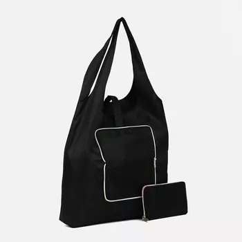 Сумка хозяйственная на кнопке, складная, цвет черный