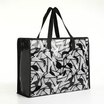 Сумка хозяйственная на молнии, цвет черный/белый