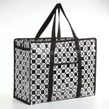 Сумка хозяйственная на молнии, цвет черный/белый