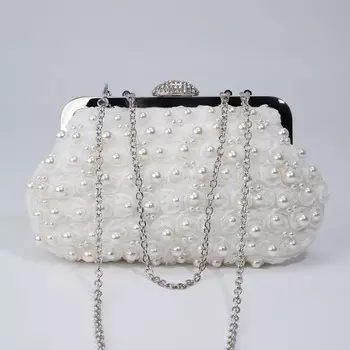 Сумка-клатч на фермуаре, цвет белый