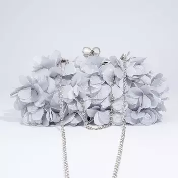 Сумка-клатч на фермуаре, цвет серый