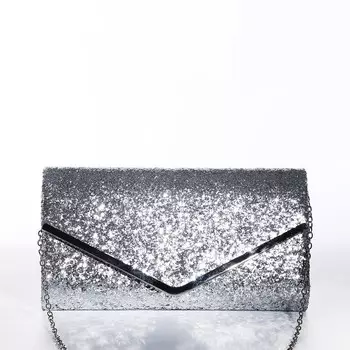 Сумка-клатч на клапане, цвет серебряный