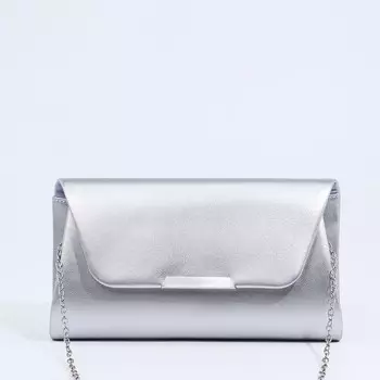 Сумка-клатч на магните, цвет серебряный