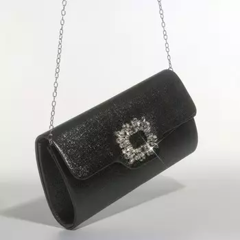 Сумка-клатч на магните, цвет темный серебряный