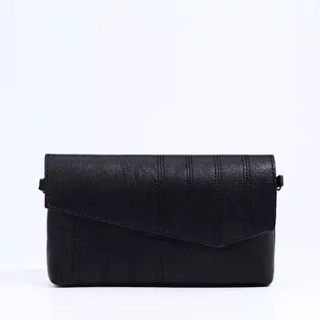 Сумка-клатч на магните, длинный ремень, цвет черный
