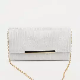 Сумка-клатч, отдел на клапане, цвет белый