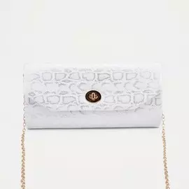 Сумка-клатч, отдел на клапане, цвет серебрянный