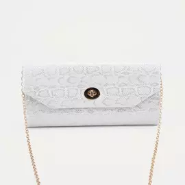 Сумка-клатч, отдел на клапане, цвет серый