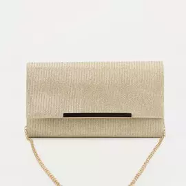 Сумка-клатч, отдел на клапане, цвет золотой