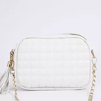 Сумка женская кросс-боди на молнии, 21714 см, в клетку, белая