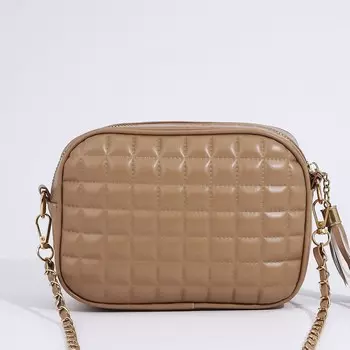 Сумка женская кросс-боди на молнии, 21714 см, в клетку, бежевая