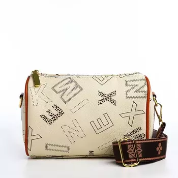 Сумка женская кросс-боди на молнии, 221115 см, с принтом, бежевая