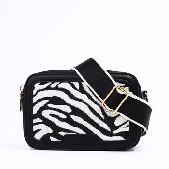 Сумка женская кросс-боди на молнии, 18716 см, с животным принтом, черная