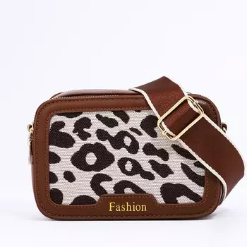 Сумка женская кросс-боди на молнии, 18716 см, с животным принтом, коричневая