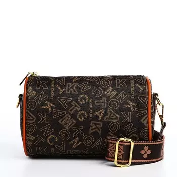 Сумка женская кросс-боди на молнии, 221115 см, с принтом, коричневая