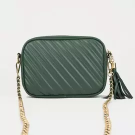 Сумка кросс-боди, отдел на молнии, длинный ремень, цвет зелёный