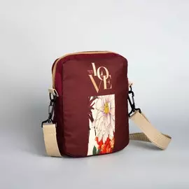 Сумка love, 15х3х20 см, отдел на молнии, длинный ремень, цвет бордовый