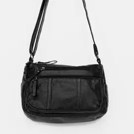 Сумка-мешок, 2 отдела на молнии, 3 наружных кармана, длинный ремень, цвет чёрный