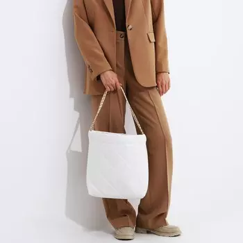 Сумка - мешок женская без застежки, 35733 см, со стежкой, белая