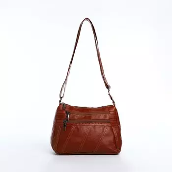 Сумка женская на молнии, цвет коричневый