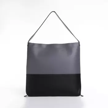 Сумка - мешок женская на молнии, 40336 см, серая/черная