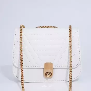 Сумка женская мессенджер на клапане, 18713 см, со стежкой, белая