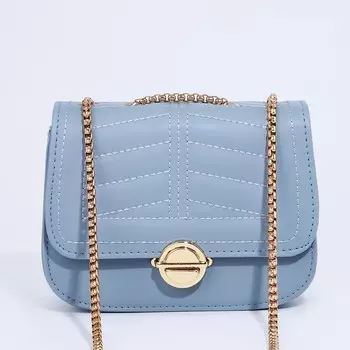 Сумка женская мессенджер на клапане, 18713 см, на цепочке, голубая