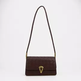 Сумка-мессенджер на клапане, цвет темно-коричневый