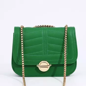 Сумка женская мессенджер на клапане, 18713 см, на цепочке, зеленая