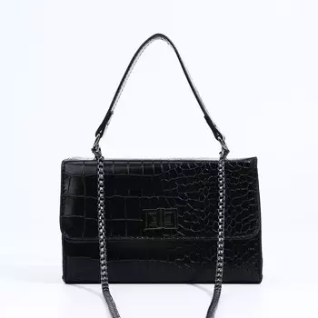 Сумка женская мессенджер на клапане, 18712 см, черная