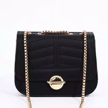 Сумка женская мессенджер на клапане, 18713 см, на цепочке, черная