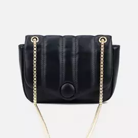 Сумка-мессенджер, отдел на клапане, длинная цепь, цвет чёрный