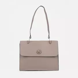 Сумка-мессенджер на клапане, длинный ремень, цвет бежевый