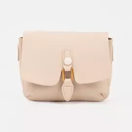 Сумка-мессенджер на клапане, длинный ремень, цвет бежевый