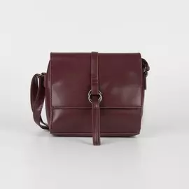 Сумка-мессенджер на клапане, длинный ремень, цвет бордовый