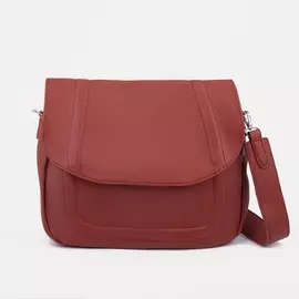 Сумка-мессенджер на клапане, длинный ремень, цвет бордовый