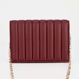 Сумка-мессенджер на клапане, длинный ремень, цвет бордовый