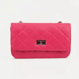 Сумка-мессенджер, отдел на клапане, длинный ремень, цвет фуксия