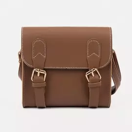 Сумка-мессенджер, отдел на клапане, длинный ремень, цвет коричневый