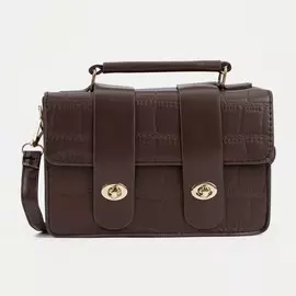 Сумка-мессенджер на клапане, длинный ремень, цвет коричневый