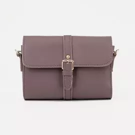 Сумка-мессенджер на клапане, длинный ремень, цвет пудра