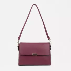 Сумка-мессенджер на клапане, наружный карман, 2 длинных ремня, цвет бордовый