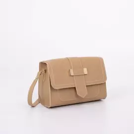 Сумка-мессенджер, отдел на клапане, наружный карман, длинный ремень, цвет бежевый